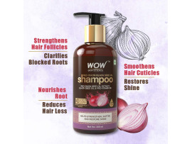 WOW Skin Science Red Onion Black Seed Oil Shampoo With Red Onion Seed Oil Extract, Black Seed Oil & Pro-Vitamin B5 - No Parabens, Sulphates, Silicones, Color & Peg, 300 ml